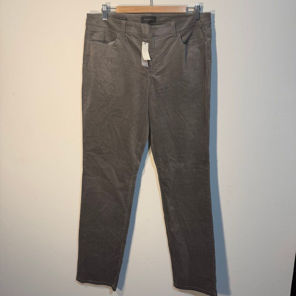 NWT Talbots straight leg velvet grey women’s pants, Sz 12